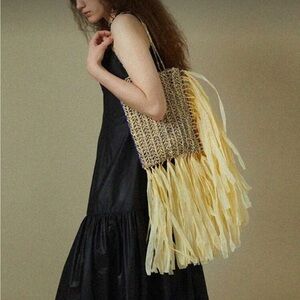 Elegant Cream and Black Fringe crochet purse